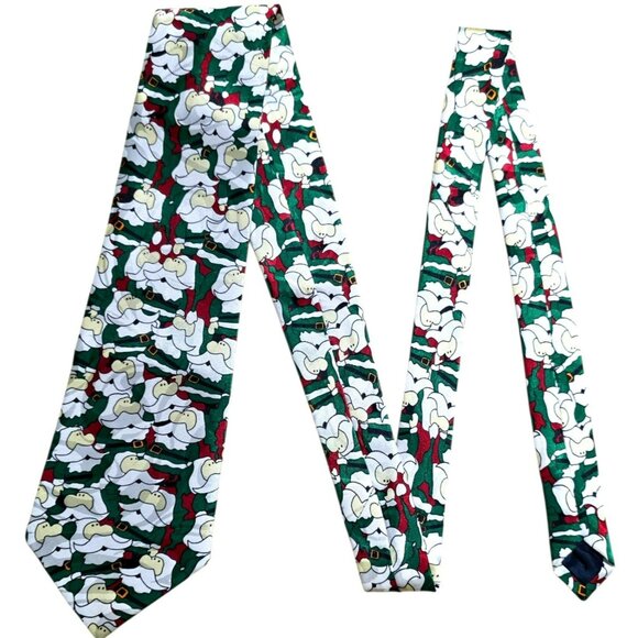Santa Claus Neck Tie Steven Harris Green Suit Christmas Ziggy Face Holiday Party - Picture 6 of 6